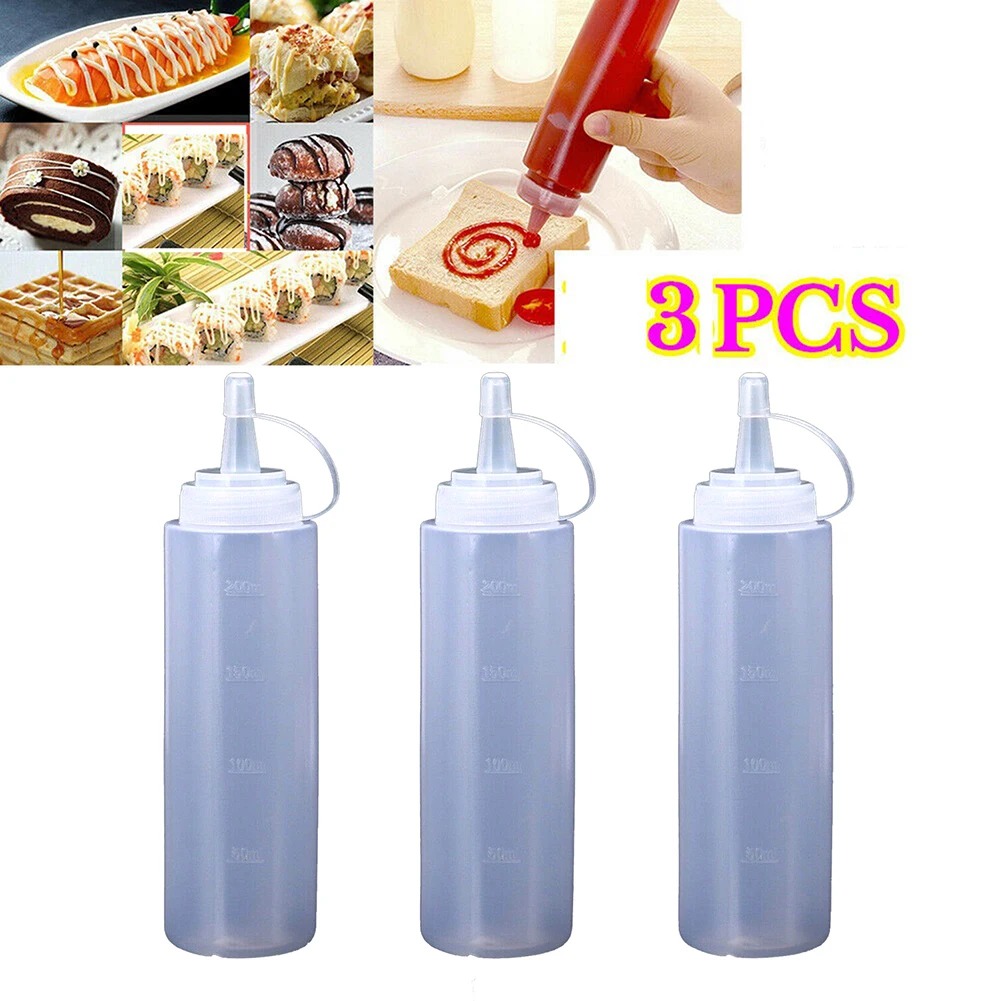 3PCS 240ml Condiment Squeeze Bottles For Ketchup Mustard Mayo Hot Sauces Olive Oil Bottles Kitchen Gadget
3PCS 240ml Condiment Squeeze Bottles For Ketchup Mustard Mayo Hot Sauces Olive Oil Bottles Kitchen Gadget