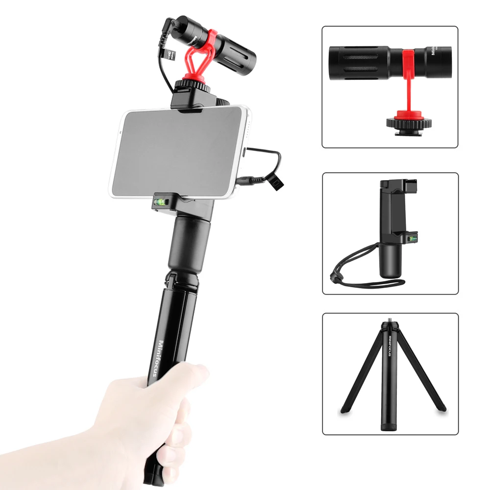 Smartphone Vlog Kit Video Rig with Shotgun Video Microphone Mini Tripod Phone Grip Holder for YouTube Filming Live Vlogging kit
Smartphone Vlog Kit Video Rig with Shotgun Video Microphone Mini Tripod Phone Grip Holder for YouTube Filming Live Vlogging kit