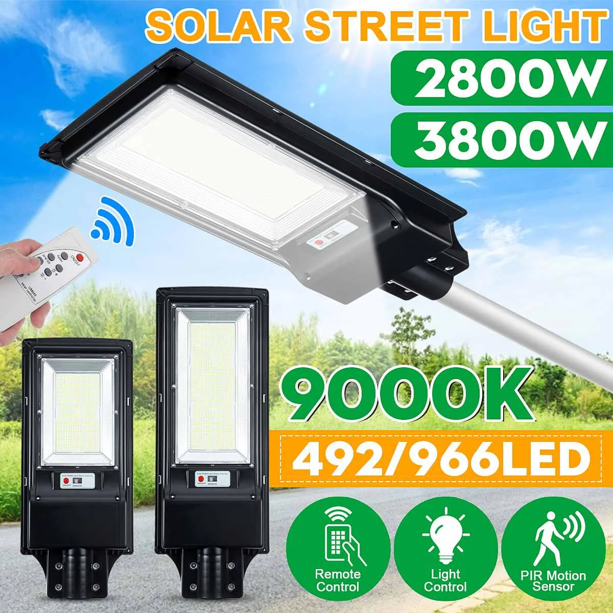 2800W 3800W LED Solar Street Light with/no Remote Control Radar Sensor Outdoor Garden Wall Lamp Industrial Security Lighting
2800W 3800W LED Solar Street Light with/no Remote Control Radar Sensor Outdoor Garden Wall Lamp Industrial Security Lighting