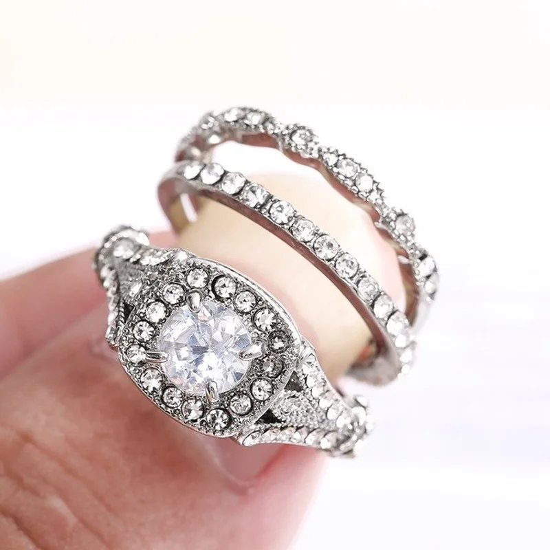 3 Pcs/Set Classic Silver Color Full Crystal Rhinestone Zircon Ladies Ring for Women Party Wedding Engagement Jewelry
3 Pcs/Set Classic Silver Color Full Crystal Rhinestone Zircon Ladies Ring for Women Party Wedding Engagement Jewelry