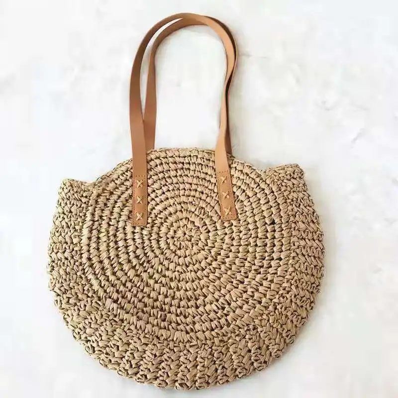 New simple round straw woven bag casual woven female bag fashion solid color single shoulder bag hand bag
New simple round straw woven bag casual woven female bag fashion solid color single shoulder bag hand bag