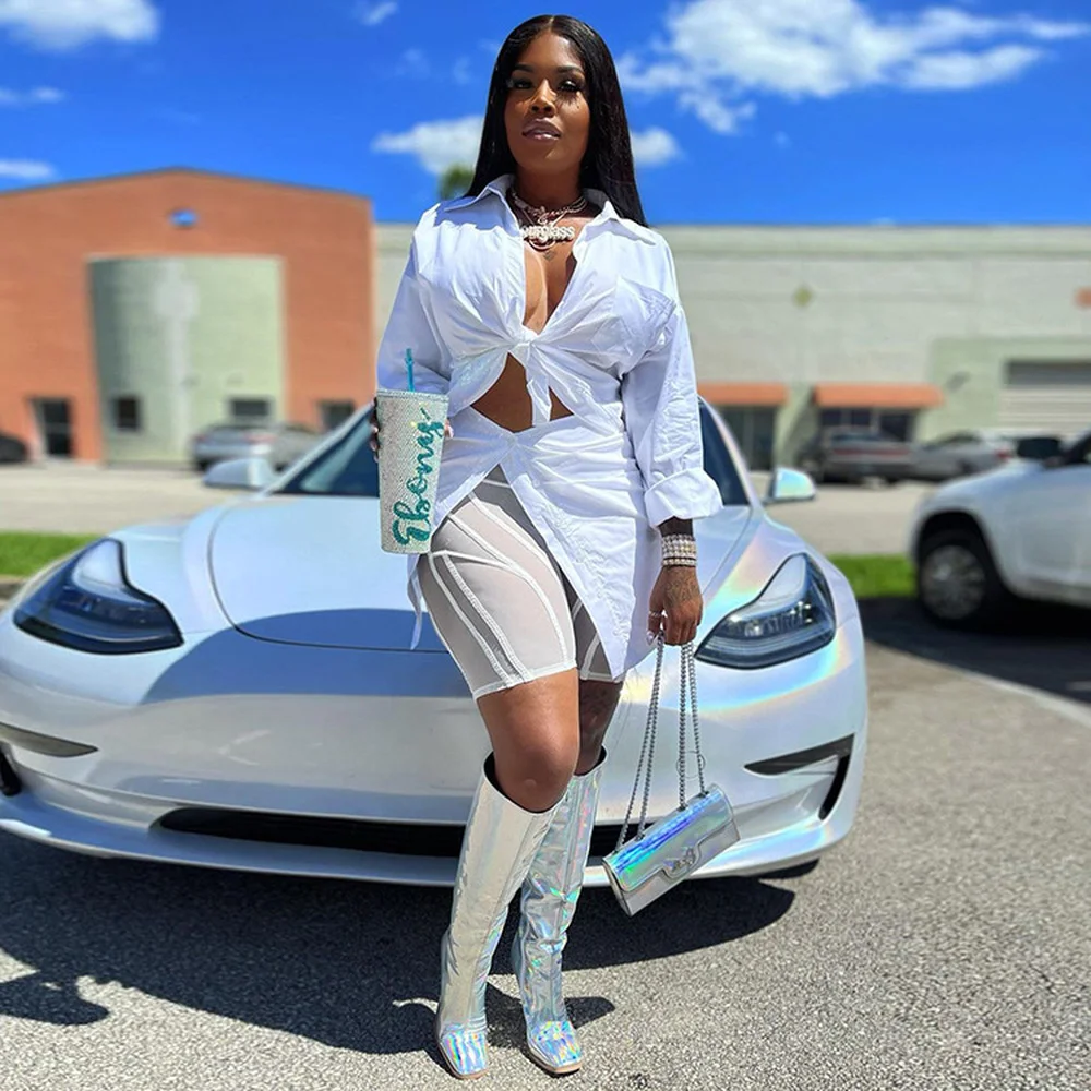 Sense of Design Women's White Loose Shirts Simple Turn Down Collar Long Sleeve Blouse Streetwear Female Cut Out Side Split Tops
Sense of Design Women's White Loose Shirts Simple Turn Down Collar Long Sleeve Blouse Streetwear Female Cut Out Side Split Tops