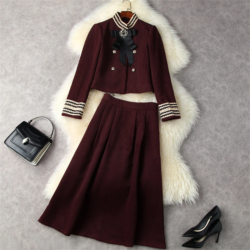 Luxury Outfits Women Two Piece Set Autumn Winter 2021 Bowknot Corduroy Female Jacket Coats + A-line Long Skirt Black Wine Red
Luxury Outfits Women Two Piece Set Autumn Winter 2021 Bowknot Corduroy Female Jacket Coats + A-line Long Skirt Black Wine Red