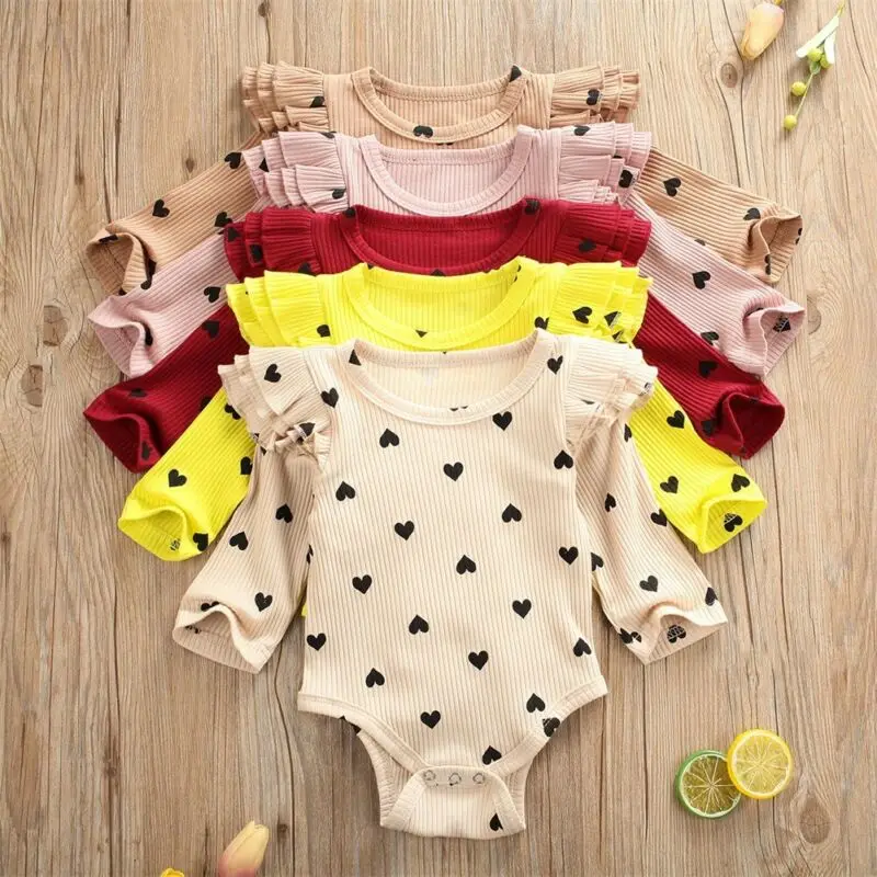 Spring Autumn Clothing Infant Newborn Baby Girls Fly Long Sleeve Hearts Print Bodysuits Ribbed jumpsuits
Spring Autumn Clothing Infant Newborn Baby Girls Fly Long Sleeve Hearts Print Bodysuits Ribbed jumpsuits