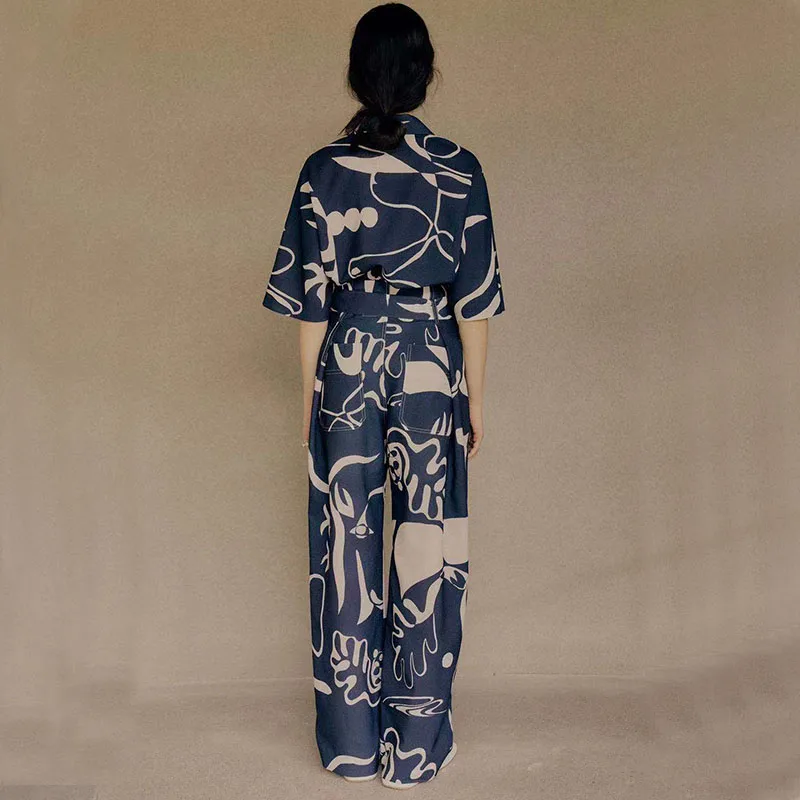 2021 Summer Woman's Suits 2 Pieces Pants + Blouses Printed Hign-End Sets Elegant Suits Long Pants 
2021 Summer Woman's Suits 2 Pieces Pants + Blouses Printed Hign-End Sets Elegant Suits Long Pants