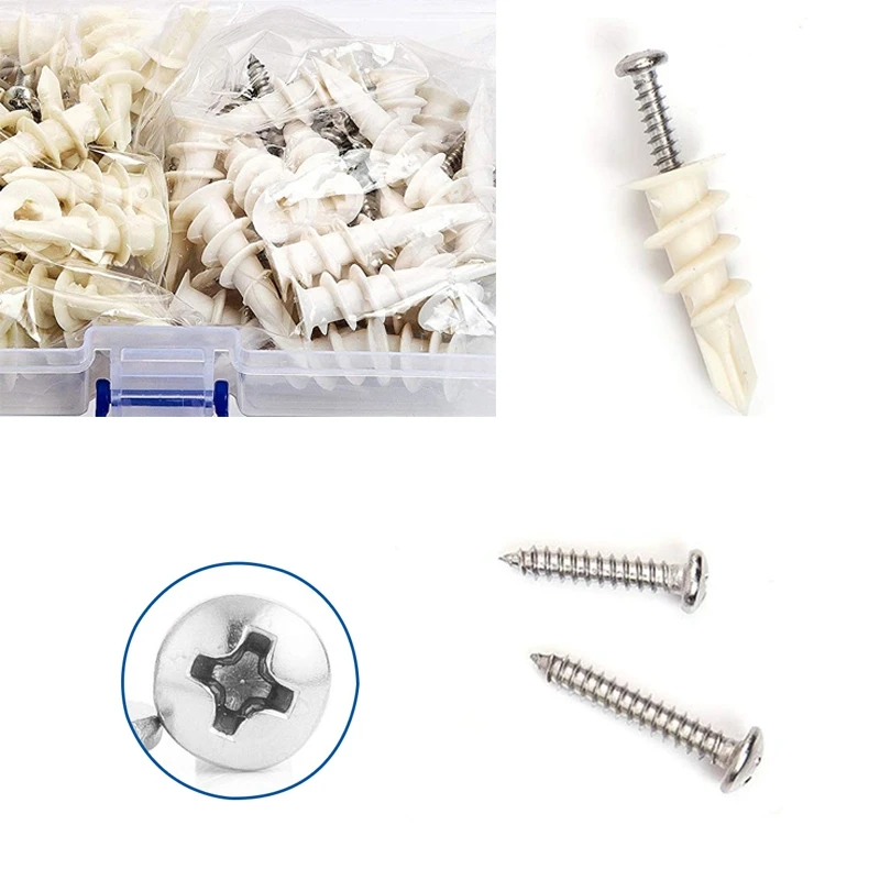 100Pcs Plastic Expansion Tube Self-Drilling Drywall Anchors Screw Plasterboard Nylon Anchors Home Curtain Drywall Tool
100Pcs Plastic Expansion Tube Self-Drilling Drywall Anchors Screw Plasterboard Nylon Anchors Home Curtain Drywall Tool