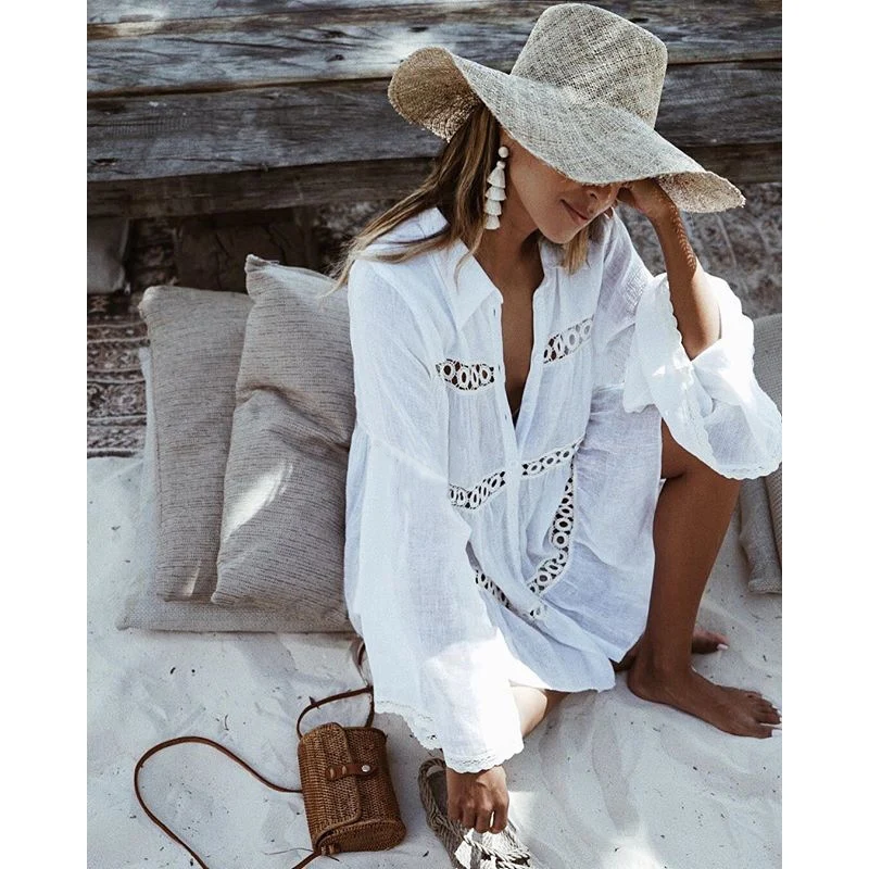 2021 New Swimsuit Cover Up Beach Women Mandarin Sleeve Kaftan Beach Tunic Dress Robe De Plage Solid White Bikini Cover-ups
2021 New Swimsuit Cover Up Beach Women Mandarin Sleeve Kaftan Beach Tunic Dress Robe De Plage Solid White Bikini Cover-ups