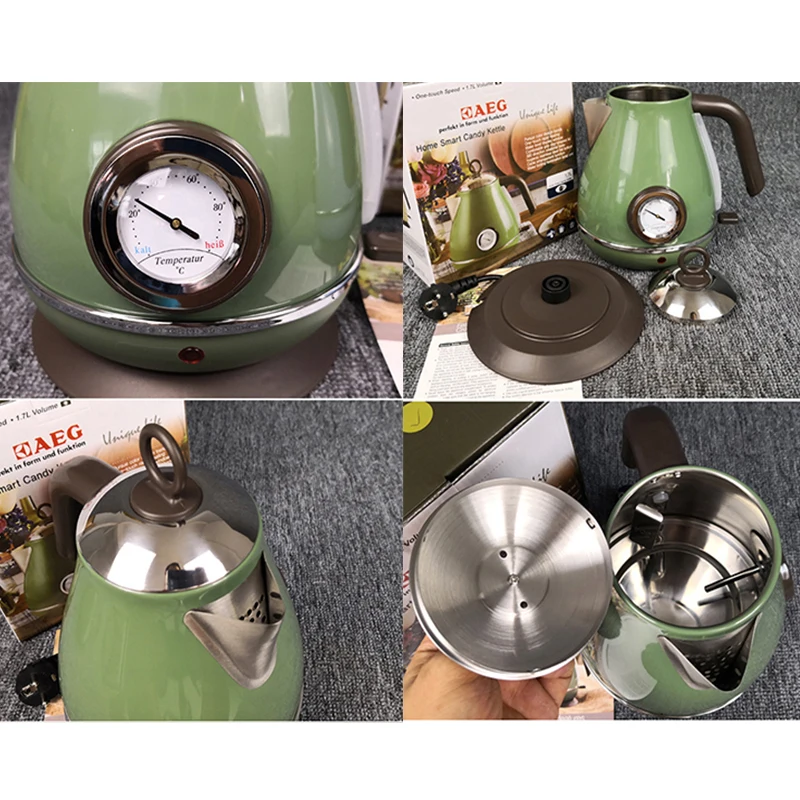 220V Electric Kettle With Water Thermometer Household 304 Stainless Quick Heating Retro Electric Boiling Tea Pot 1.7L
220V Electric Kettle With Water Thermometer Household 304 Stainless Quick Heating Retro Electric Boiling Tea Pot 1.7L