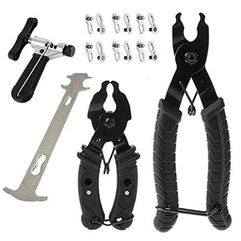 Bike Chain Tool 10Pcs Bicycle Chain Repair Tool Include 2 Sizes Pliers 1 Chain Breaker 1 Chain Ruler 6 Pairs Magic Clasp
Bike Chain Tool 10Pcs Bicycle Chain Repair Tool Include 2 Sizes Pliers 1 Chain Breaker 1 Chain Ruler 6 Pairs Magic Clasp