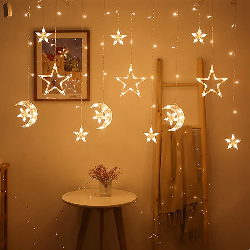 EU Plug/Battery Moon Star LED Fairy String Light Garland EID Mubarak Ramadan Decoration Christmas Holiday Lighting Wedding Party
EU Plug/Battery Moon Star LED Fairy String Light Garland EID Mubarak Ramadan Decoration Christmas Holiday Lighting Wedding Party
