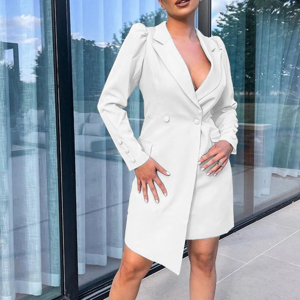 2021 New Autumn Winter Fashion Women Dress Solid Color Puff Sleeve Irregular Temperament Casual Suit Dress Women 
2021 New Autumn Winter Fashion Women Dress Solid Color Puff Sleeve Irregular Temperament Casual Suit Dress Women