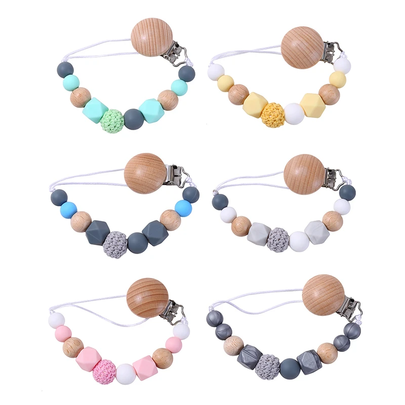 Handmade Silicone Baby Wooden Dummy Pacifier Clip Safe Teething Chain Teether Pacifier Chains Holder Chain
Handmade Silicone Baby Wooden Dummy Pacifier Clip Safe Teething Chain Teether Pacifier Chains Holder Chain
