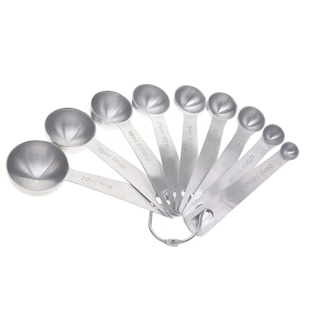 

Juego de cuchara medidora de acero inoxidable, utensilios de cocina para condimentos para hornear, 9 Uds.