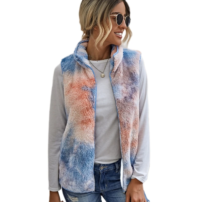 Women Winter Sleeveless Fuzzy Plush Cardigan Vest Zipper Up Gradient Tie-Dye Outwear Waistcoat Turtleneck Jacket Pockets
Women Winter Sleeveless Fuzzy Plush Cardigan Vest Zipper Up Gradient Tie-Dye Outwear Waistcoat Turtleneck Jacket Pockets