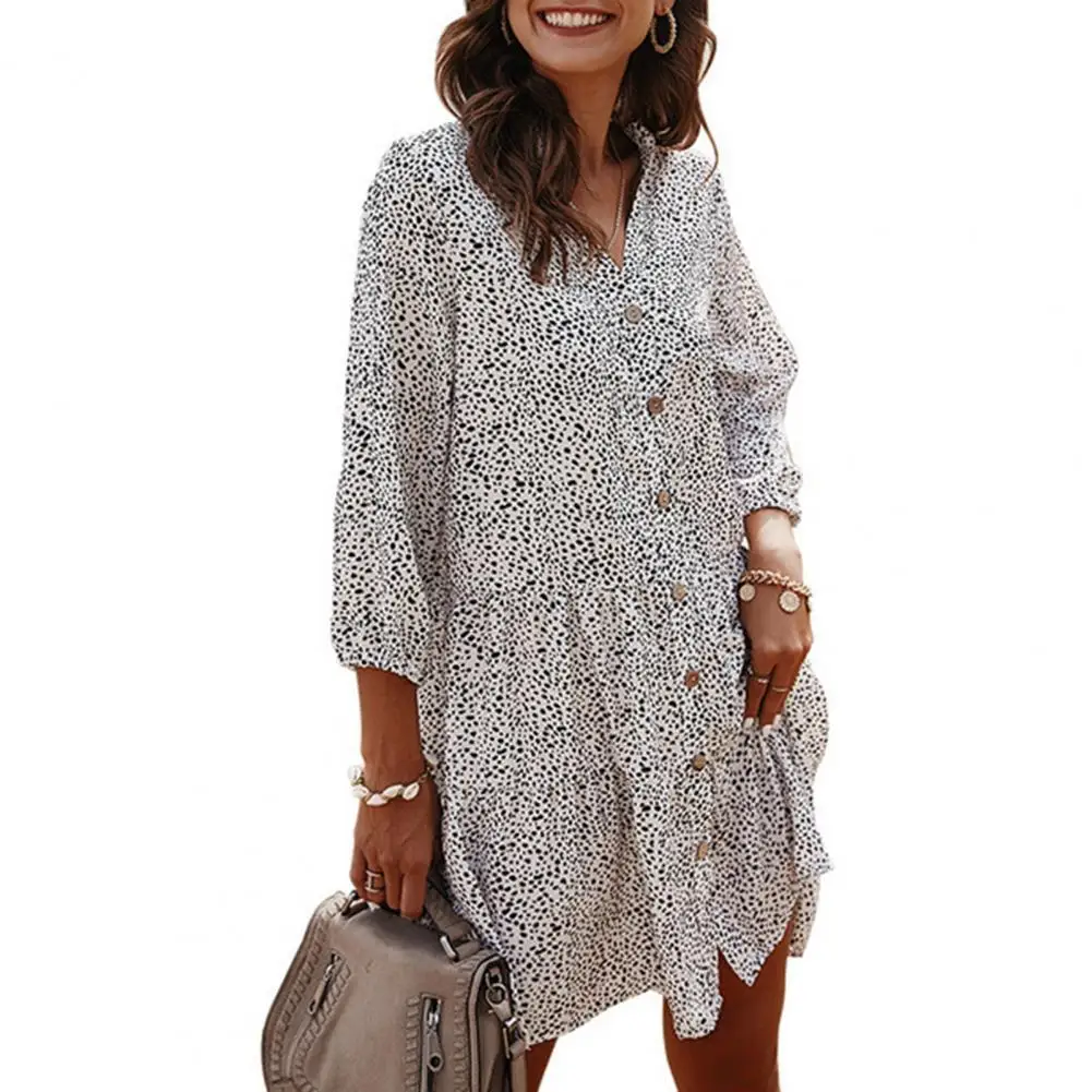 Женское мини-платье в горошек, повседневное однобортное платье выше колена с V-образным вырезом и рукавом, лето 2021
Женское мини-платье в горошек, повседневное однобортное платье выше колена с V-образным вырезом и рукавом, лето 2021