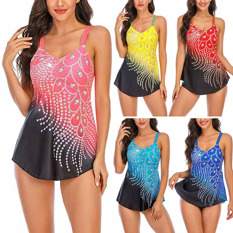 Women Two Pieces Swimsuit Set Printed Contrast Color Backless Bikini Set Padded Bathing Suit FEA889
Women Two Pieces Swimsuit Set Printed Contrast Color Backless Bikini Set Padded Bathing Suit FEA889