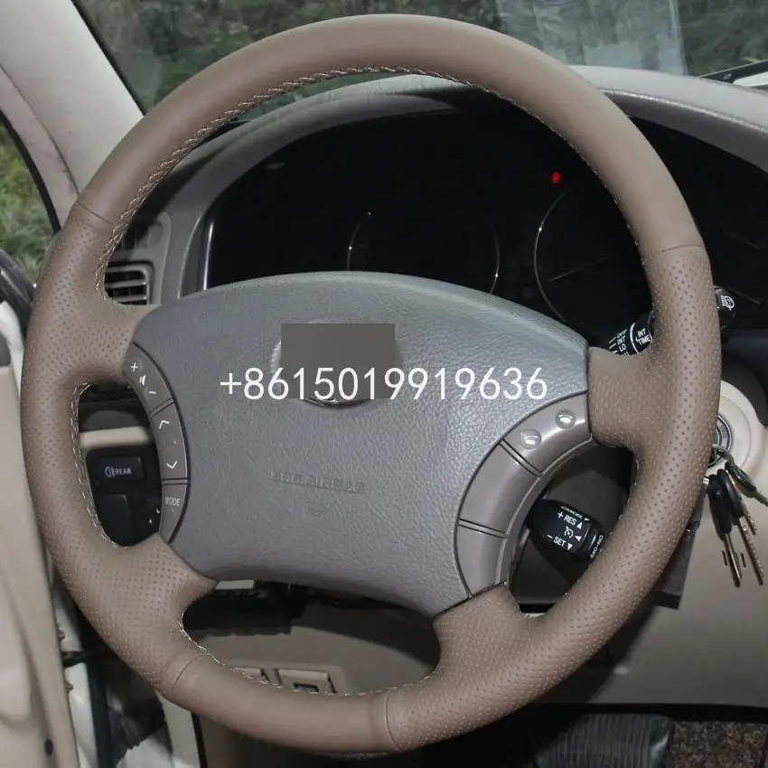 Dark Brown Leather DIY Hand-stitched Car Steering Wheel Cover for Old Toyota Land Cruiser Prado 120
Dark Brown Leather DIY Hand-stitched Car Steering Wheel Cover for Old Toyota Land Cruiser Prado 120