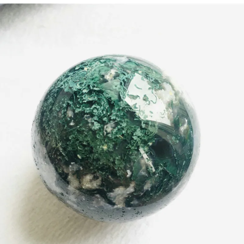 

55-65mm Natural Moss Agate Crystal Sphere Ocean Grass Agate Quartz Gemstone Ball Reiki Healing 1pcs