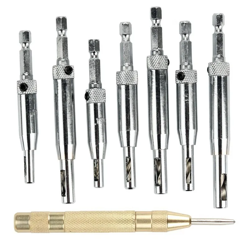 Center drill bit, Doors Self Centering Hinge Taher Woodworking Tools + Automatic Spring Loaded Center Punch, Determine Drilling
Center drill bit, Doors Self Centering Hinge Taher Woodworking Tools + Automatic Spring Loaded Center Punch, Determine Drilling