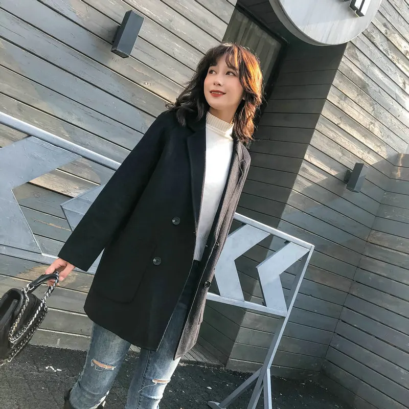 winte spring women100% wool coat black new brief double-sided cashmere coat female easy suit collar jacket
winte spring women100% wool coat black new brief double-sided cashmere coat female easy suit collar jacket