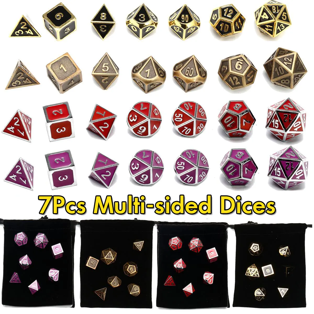 7Pcs Polyhedral Dice Set With Storage Bag D20 D12 D10 D8 D6 D4 Games
7Pcs Polyhedral Dice Set With Storage Bag D20 D12 D10 D8 D6 D4 Games