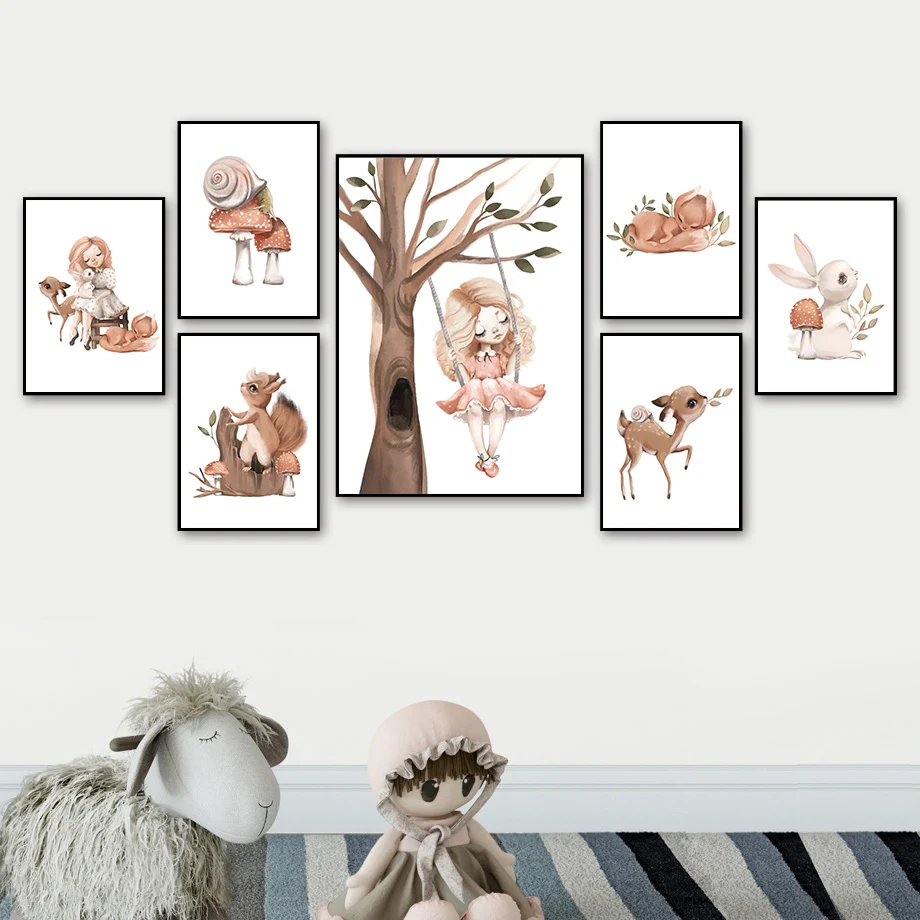 Cartoon Girl Tree Rabbit Deer Squirrel Animal Wall Art Canvas Painting Nordic Posters And Prints Wall Pictures Kids Room Decor
Cartoon Girl Tree Rabbit Deer Squirrel Animal Wall Art Canvas Painting Nordic Posters And Prints Wall Pictures Kids Room Decor