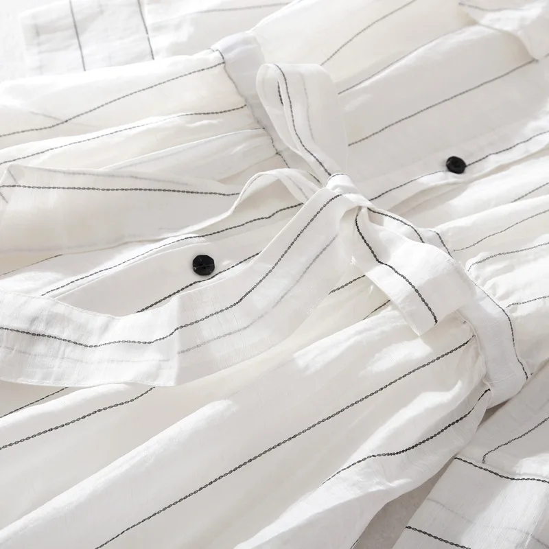 Lace up waistline mid length skirt Lapel swing skirt Tencel temperament stripe dress two piece women's suit
Lace up waistline mid length skirt Lapel swing skirt Tencel temperament stripe dress two piece women's suit