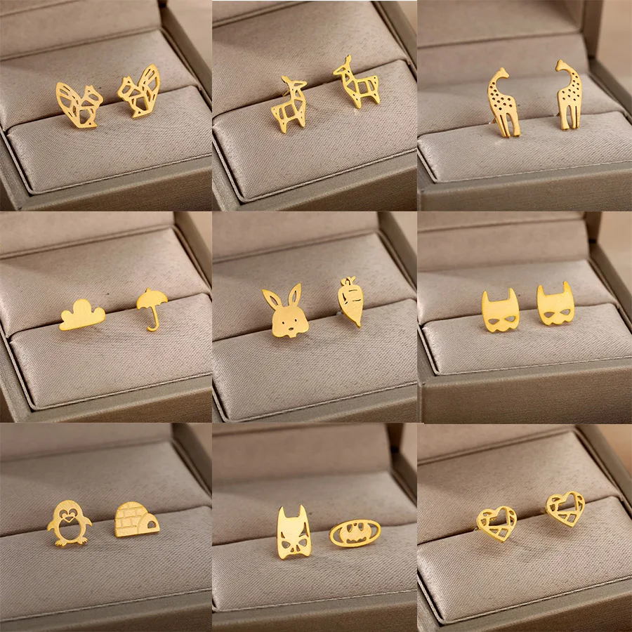 Multiple Stainless Steel Gold Animal Earrings For Women Penguin Rabbit Giraffe Cute Pattern Gothic Stud Earring Jewelry Gift
Multiple Stainless Steel Gold Animal Earrings For Women Penguin Rabbit Giraffe Cute Pattern Gothic Stud Earring Jewelry Gift