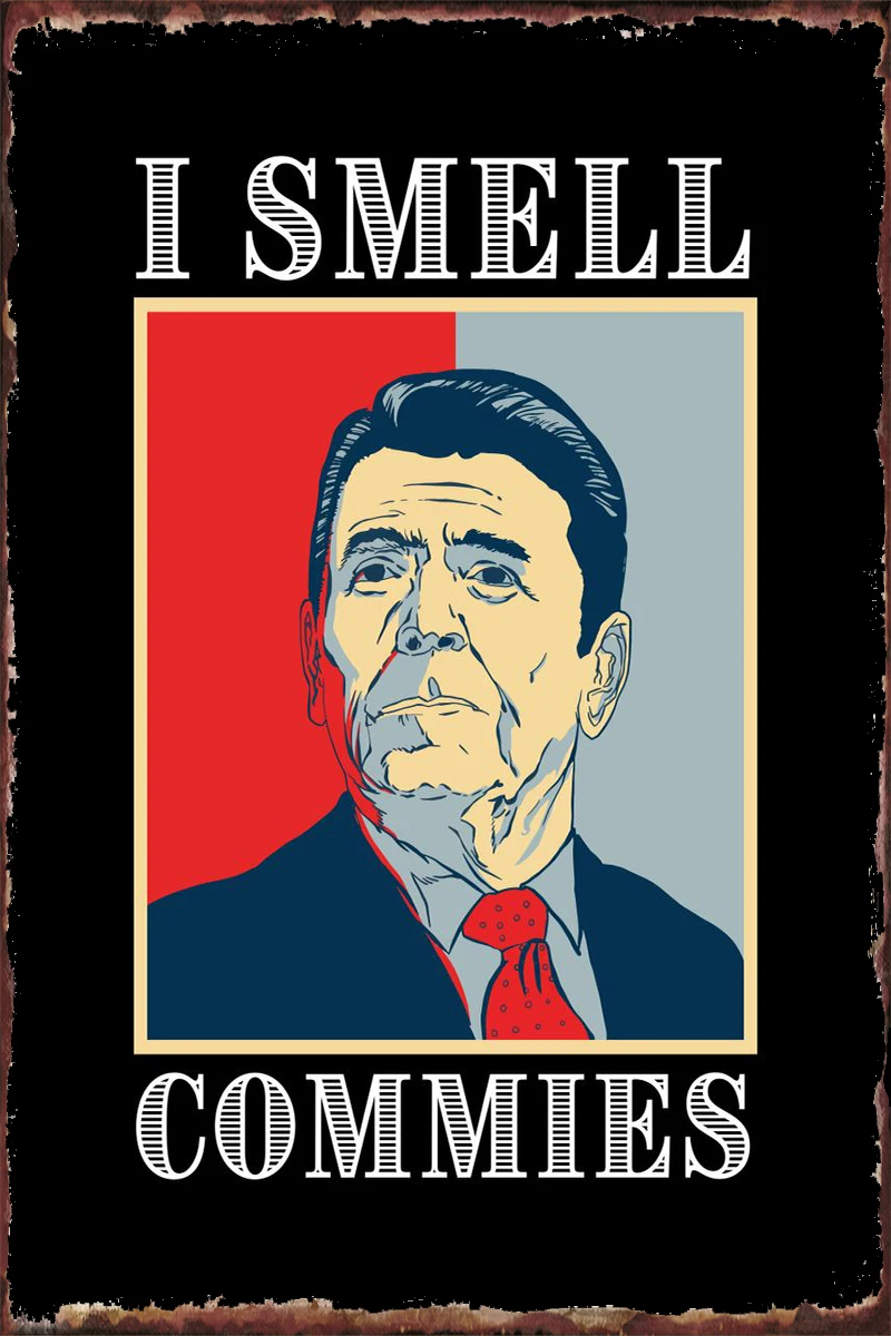 Ретро винтажный металлический знак Reagan I smell Commies, оловянные таблички, Настенный декор, украшение для комнаты для мужчин, пещера, кафе, паба, д...
Ретро винтажный металлический знак Reagan I smell Commies, оловянные таблички, Настенный декор, украшение для комнаты для мужчин, пещера, кафе, паба, д...