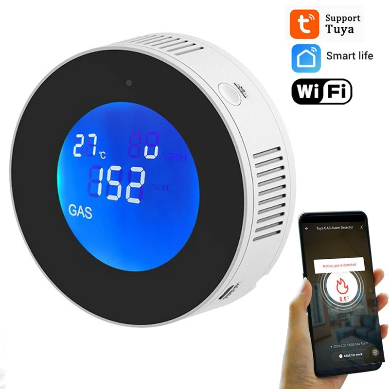 Tuya Wifi Smart Natural Gas Alarm Sensor With temperature function Combustible Gas Leak Detector LCD Display Smart Life App
Tuya Wifi Smart Natural Gas Alarm Sensor With temperature function Combustible Gas Leak Detector LCD Display Smart Life App