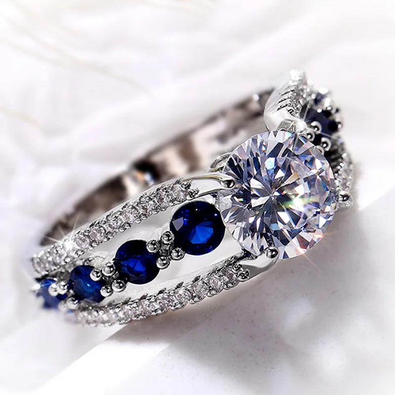 Huitan Special-interest Wedding Rings Women Blue/White Round CZ Novel Designed Female Party Ring Temperament Gift Trendy Jewelry
Huitan Special-interest Wedding Rings Women Blue/White Round CZ Novel Designed Female Party Ring Temperament Gift Trendy Jewelry
