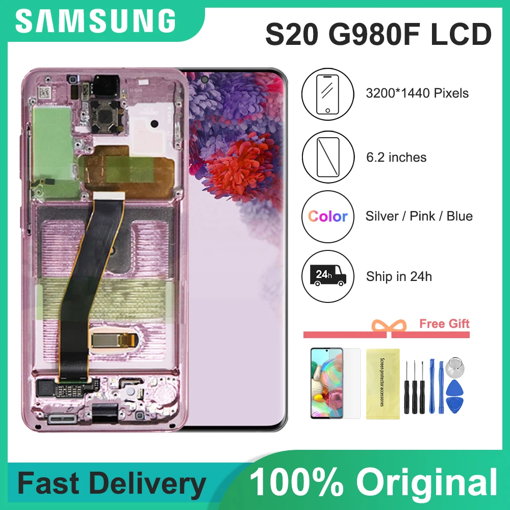 6.2" Original Super AMOLED for SAMSUNG Galaxy S20 Display G980 G980F G980F/DS LCD Touch Screen Digitizer Assembly with Frame
6.2" Original Super AMOLED for SAMSUNG Galaxy S20 Display G980 G980F G980F/DS LCD Touch Screen Digitizer Assembly with Frame