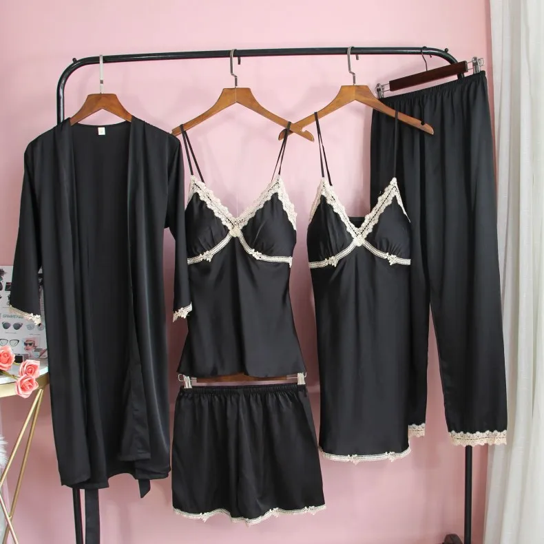 Pajamas Suit Spring Autumn New Female Nightwear Lace Sleepwear 5pcs Sleep Set Casual Home Clothing Orange Sexy Homewear
Pajamas Suit Spring Autumn New Female Nightwear Lace Sleepwear 5pcs Sleep Set Casual Home Clothing Orange Sexy Homewear