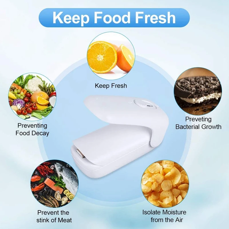 Mini Bag Sealer, 2 in 1 Mini Heat Sealer Machine Portable, Handheld Kitchen Heat Sealer
Mini Bag Sealer, 2 in 1 Mini Heat Sealer Machine Portable, Handheld Kitchen Heat Sealer