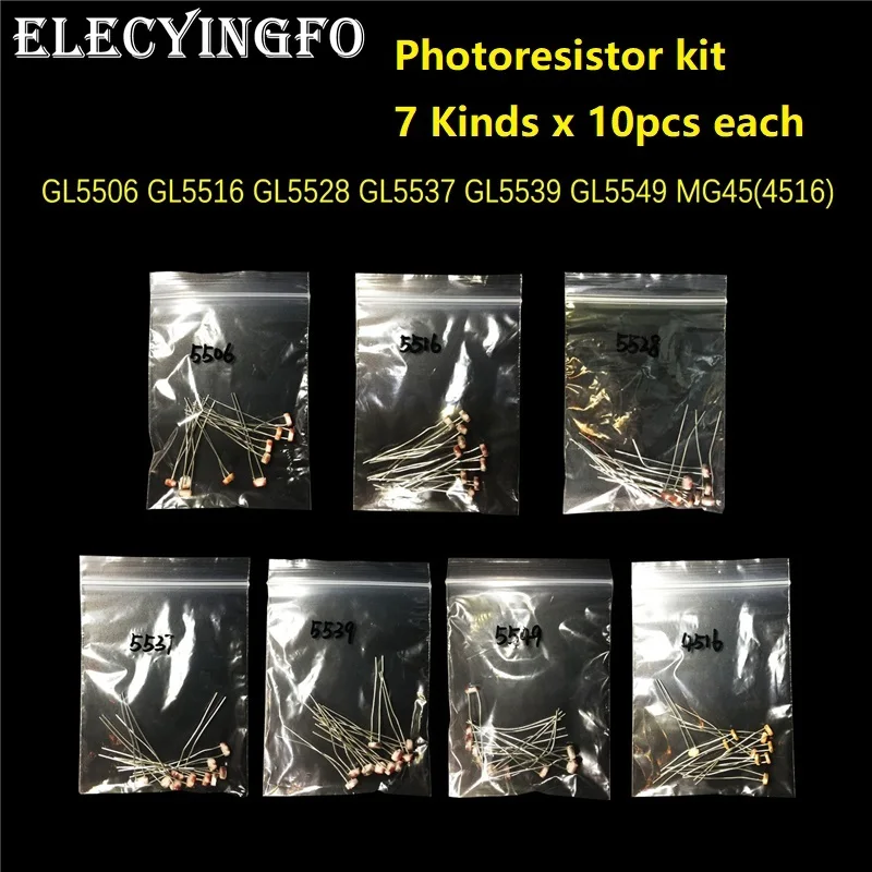 Комплект Фоторезисторов GL5506 GL5516 GL5528 GL5537 GL5539 GL5549 MG4516, 7 значений, 70 шт.
Комплект Фоторезисторов GL5506 GL5516 GL5528 GL5537 GL5539 GL5549 MG4516, 7 значений, 70 шт.
