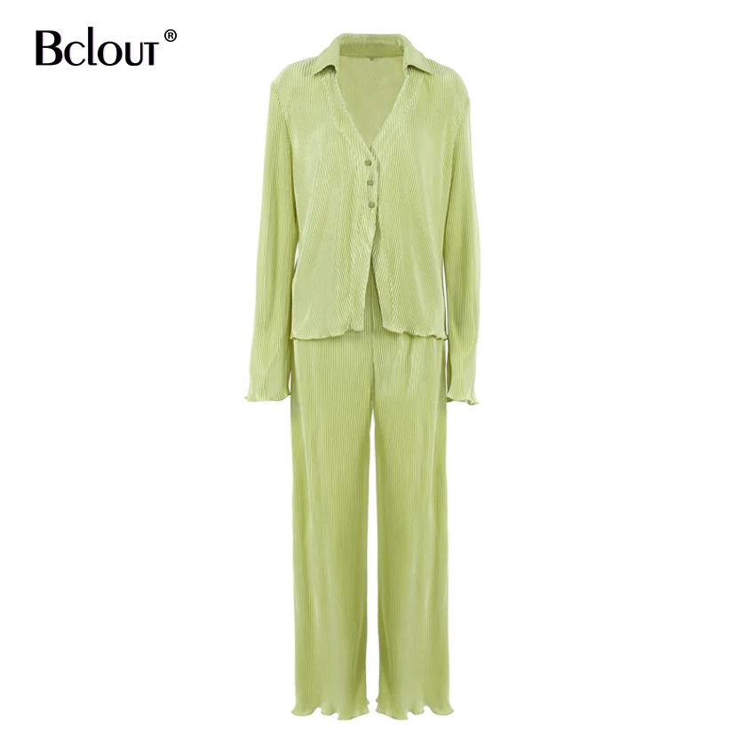 Bclout летние зеленые винтажные костюмы женская рубашка с расклешенным рукавом и