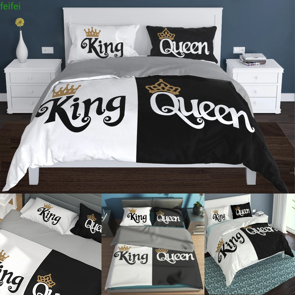 Crown Creative Couple/Lover Luxury White Bedding Set 2 People Black Bed Linen Duvet Cover Queen King 220X240 260X240 Quilt Cover
Crown Creative Couple/Lover Luxury White Bedding Set 2 People Black Bed Linen Duvet Cover Queen King 220X240 260X240 Quilt Cover