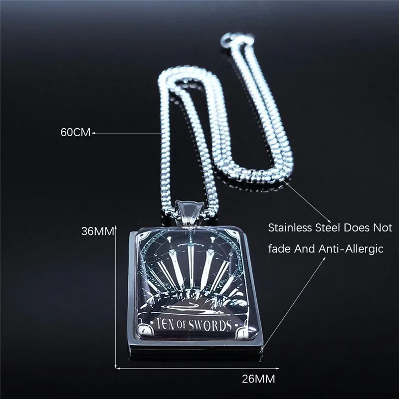 2021 Tarot TEN OT SWORDS Stainless Steel Black Glass Geometry Chocker Mecklace Men Silver Color Jewelry colier homme N5205S03
2021 Tarot TEN OT SWORDS Stainless Steel Black Glass Geometry Chocker Mecklace Men Silver Color Jewelry colier homme N5205S03