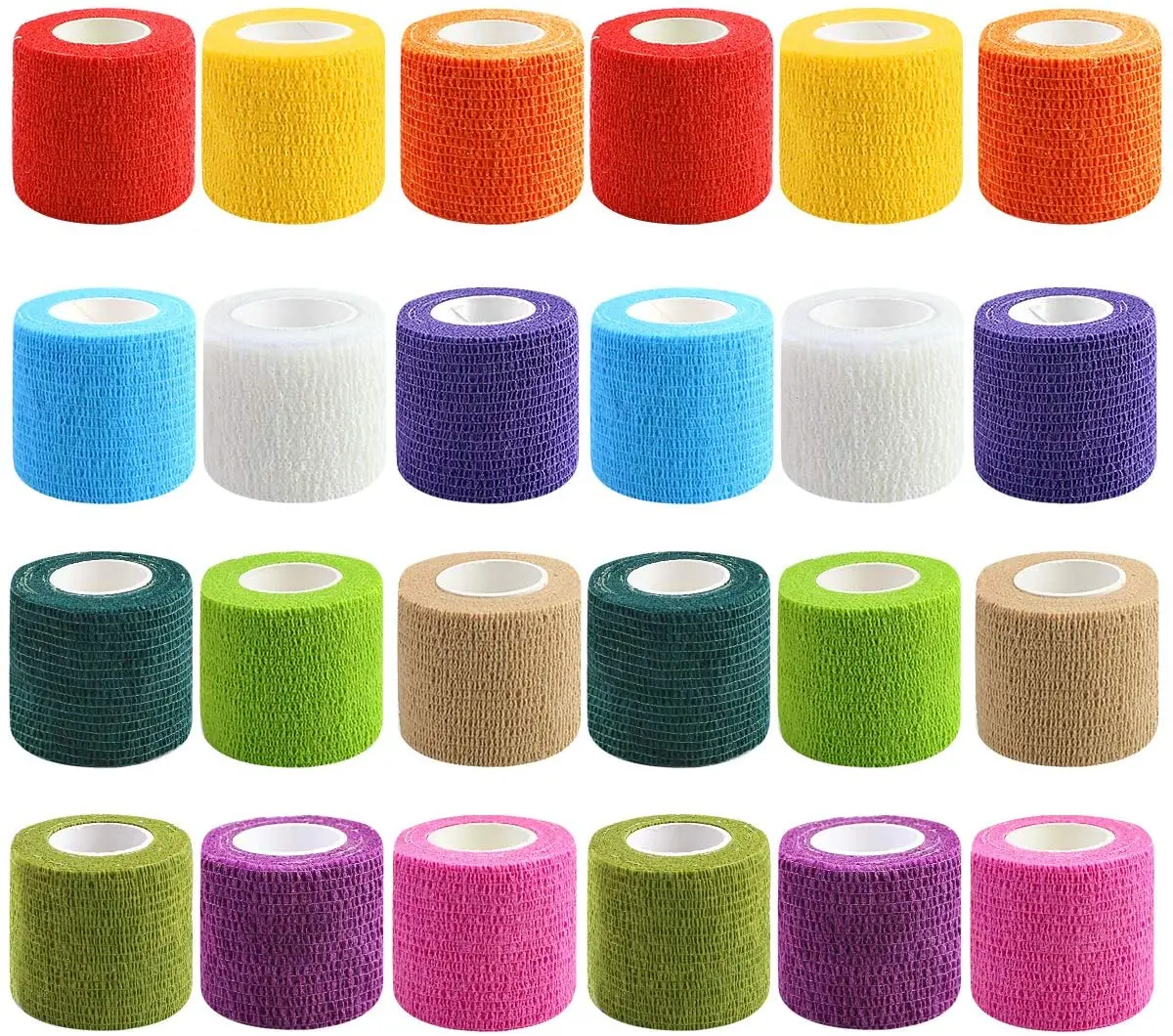 24 Rolls Self Adherent Wrap Bandages 2 Inches X 5 Yards First Aid Tape Elastic Self Adhesive Tape for Sports, Wrist, Ankle
24 Rolls Self Adherent Wrap Bandages 2 Inches X 5 Yards First Aid Tape Elastic Self Adhesive Tape for Sports, Wrist, Ankle