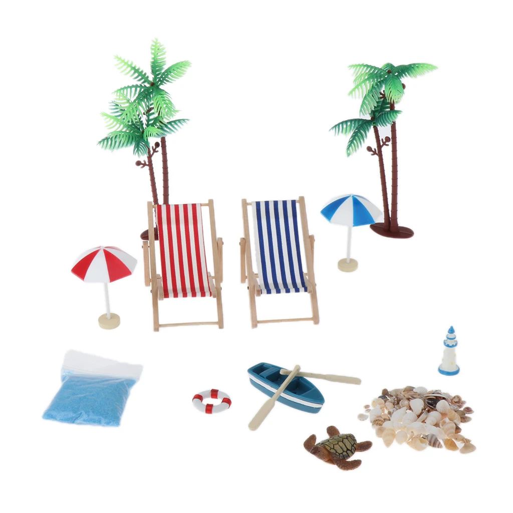 1:12 Dollhouse Beach Accessories 12pcs Set - Deck Chair, End Table with Drinks, Beach Umbrella, Mini Tree, Boat and Shell
1:12 Dollhouse Beach Accessories 12pcs Set - Deck Chair, End Table with Drinks, Beach Umbrella, Mini Tree, Boat and Shell