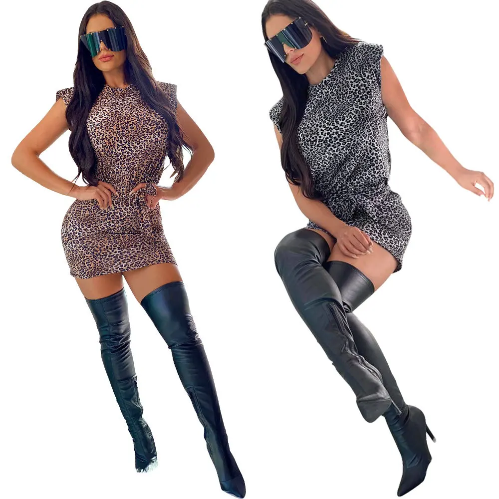 Women Leopard Print Sleeveless Skinny Mini Dress 2021 Spring Summer Casual Sashes Slim Bodycon Night Club Party Vestidos
Women Leopard Print Sleeveless Skinny Mini Dress 2021 Spring Summer Casual Sashes Slim Bodycon Night Club Party Vestidos
