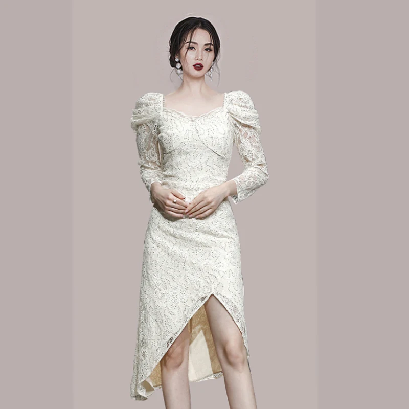 Fashion Designer Irregular Sequins Bodycon Dress 2021 Autumn Women Korean Puff Sleeve Business Casual Party Lace Dresses
Fashion Designer Irregular Sequins Bodycon Dress 2021 Autumn Women Korean Puff Sleeve Business Casual Party Lace Dresses
