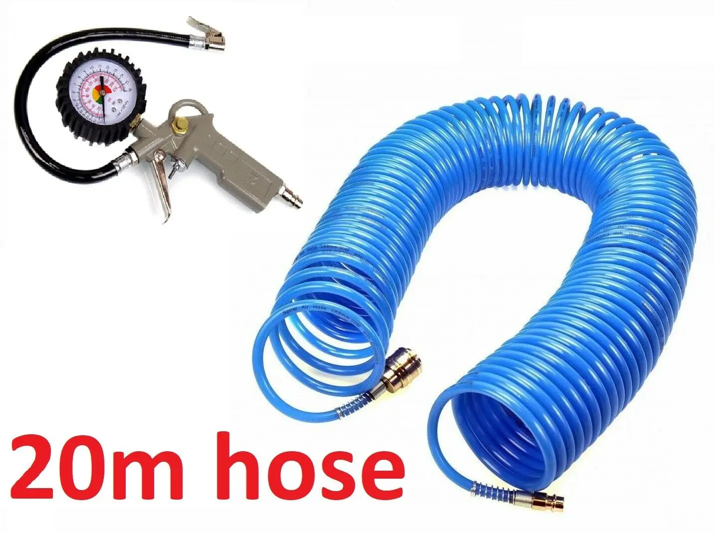 Air Airline Car Tyre Inflator & Pressure Gauge use + 20m Coiled hose 5x8mm
Air Airline Car Tyre Inflator & Pressure Gauge use + 20m Coiled hose 5x8mm