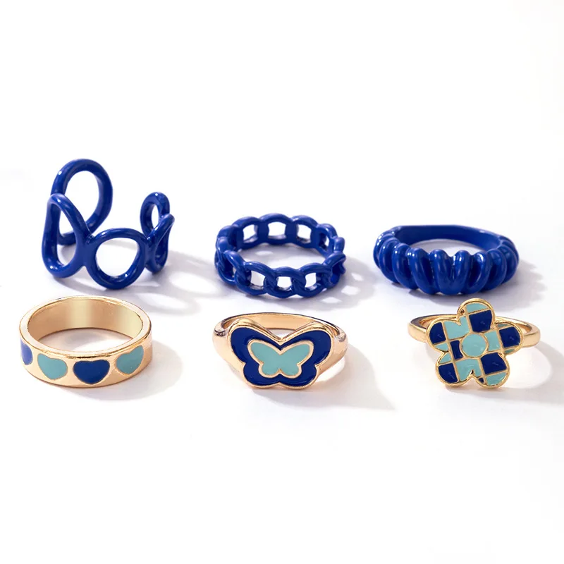 GREEN Jewelry 6PCS Vintage Royal Blue Rings Set for Women Macaron Flowers Accessories Hip Hop Punk Grunge Free Shipping Chunky
GREEN Jewelry 6PCS Vintage Royal Blue Rings Set for Women Macaron Flowers Accessories Hip Hop Punk Grunge Free Shipping Chunky