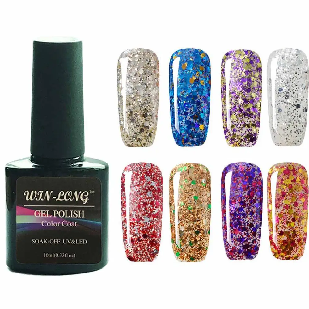 W-L 10ML Gel Nail Polish Diamond Glitter UV Gel Soak Off Nail Shinny Color Gel Varnish Base Top Coat Under LED Light Nail Design 
W-L 10ML Gel Nail Polish Diamond Glitter UV Gel Soak Off Nail Shinny Color Gel Varnish Base Top Coat Under LED Light Nail Design