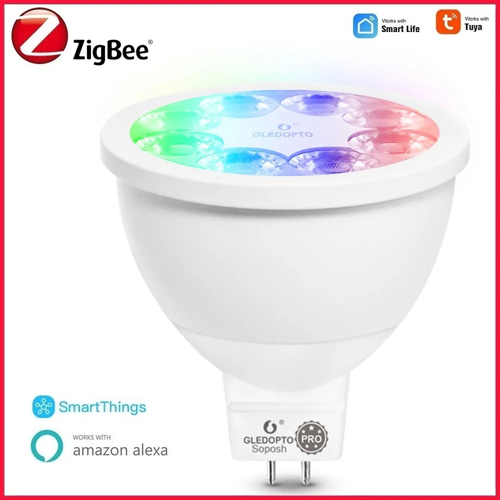 

GLEDOPTO ZigBee 3.0 Smart RGBCCT MR16 LED Dimming Spot Light Pro 4W Bulb Tuya Smart Life APP RF Remote Control Work with Alexa