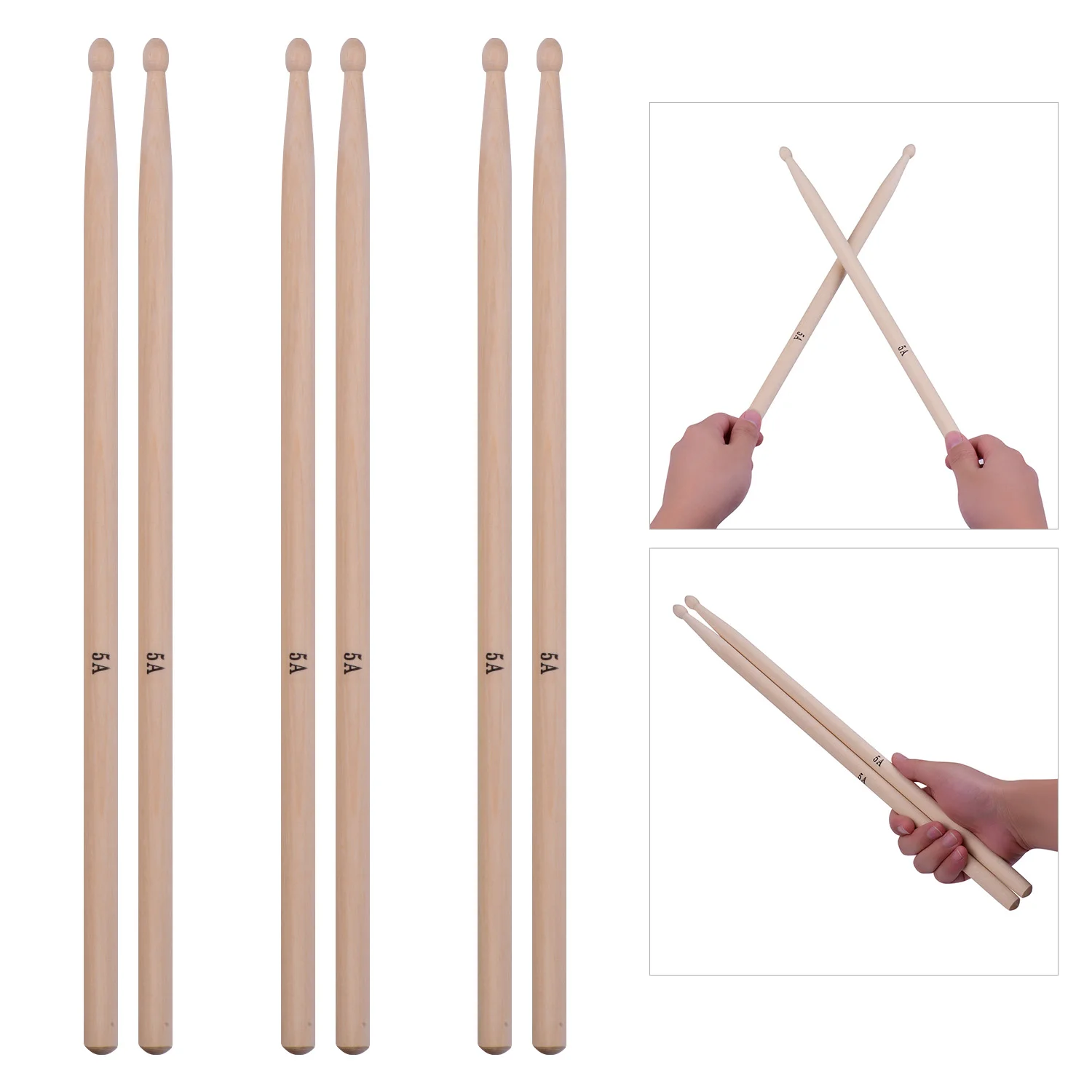 Type-5A Maple Drumsticks Drum Sticks with 1pc Carrying Pouch for Drum Kit 3 Pairs
Type-5A Maple Drumsticks Drum Sticks with 1pc Carrying Pouch for Drum Kit 3 Pairs