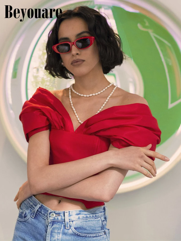 Beyouare Summer 2022 Sexy Tube Women T Shirt Folds Puff Sleeve Backless Bandage Corset Slim Crop Top Satin Solid Office Lady Tee
Beyouare Summer 2022 Sexy Tube Women T Shirt Folds Puff Sleeve Backless Bandage Corset Slim Crop Top Satin Solid Office Lady Tee