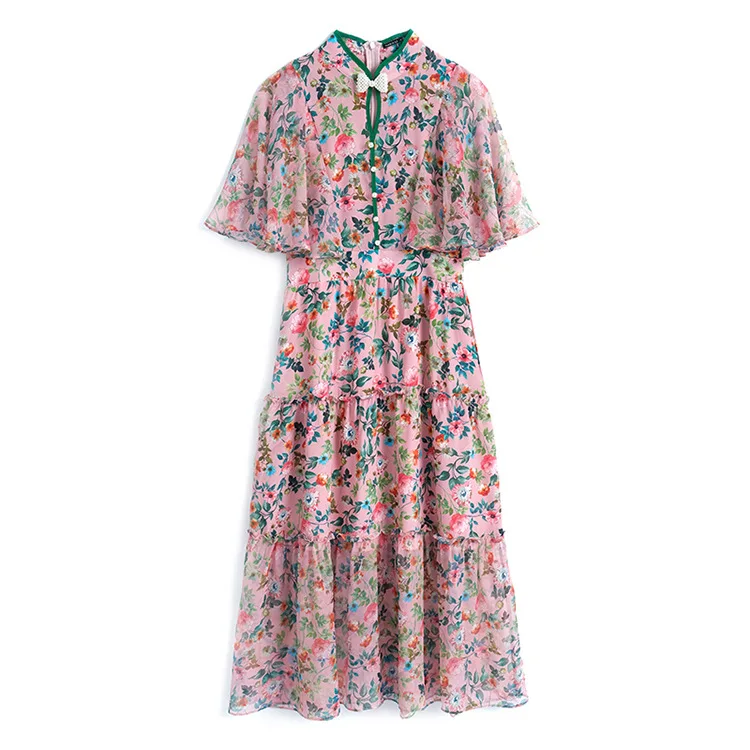Miuco Chinese style stand collar floral medium length Ruffle Dress women's new style in spring and summer 2021
Miuco Chinese style stand collar floral medium length Ruffle Dress women's new style in spring and summer 2021