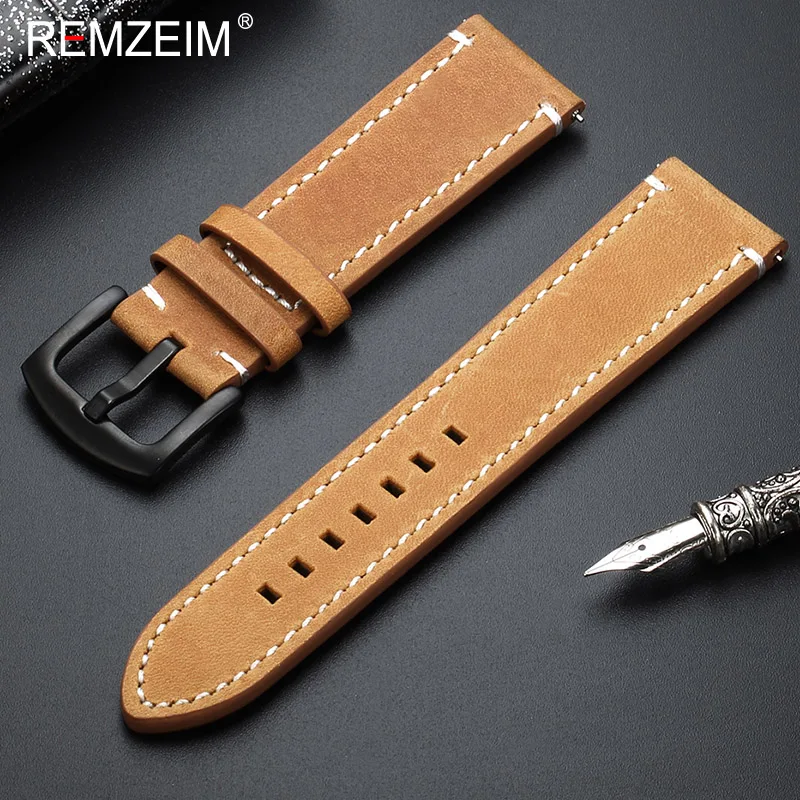 REMZEIM Genuine Leather Watchbands 18mm 20mm 22mm 24mm Quick Release Smart Watch Strap Black Brown for Samsung Galaxy Watch
REMZEIM Genuine Leather Watchbands 18mm 20mm 22mm 24mm Quick Release Smart Watch Strap Black Brown for Samsung Galaxy Watch